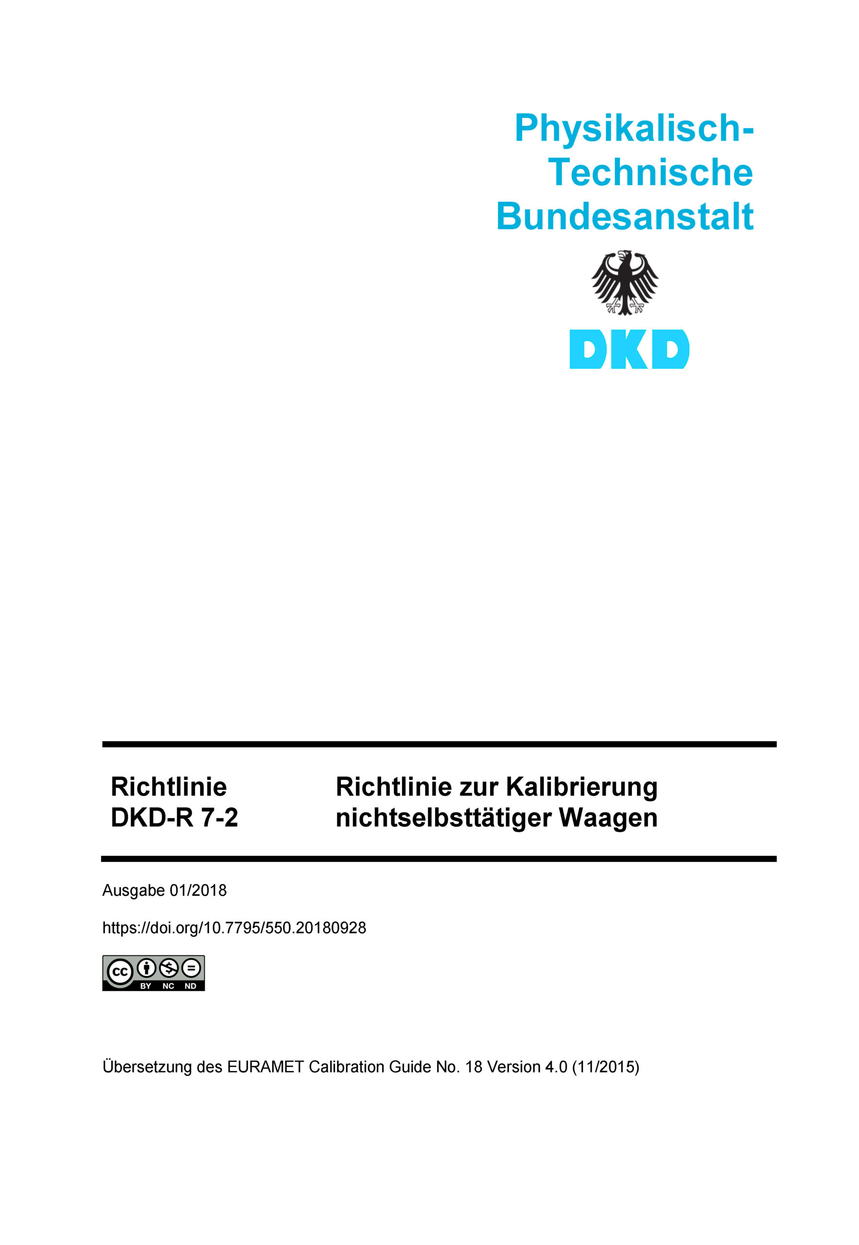 Download_Richtlinie DKD-R 7-2 Richtlinie zur Kalibrierung nichtselbsttätiger Waagen